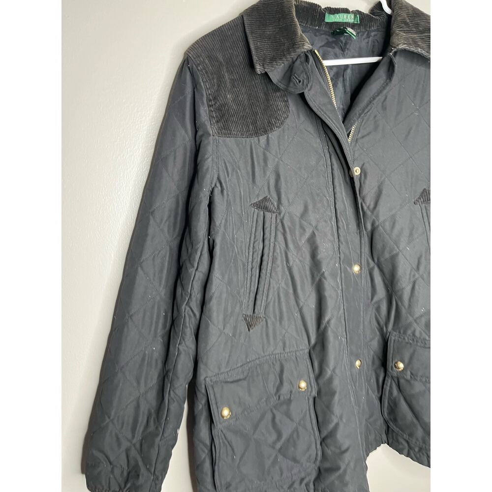 Lauren Ralph Lauren Quilted Jacket with Corduroy Collar – Black – Size XL - Picture 4 of 7